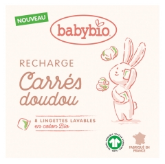 Babybio Carrés Doudou Recharge 8 Lingettes Lavables en Coton Bio