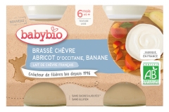 Babybio Brewed Goat Milk Apricot Banana 6 Months and + Organic 2 Pots of 130g