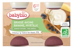 Babybio Bio-Haferflocken Banane Heidelbeere 6 Monate und + 2 Gläser à 130 g
