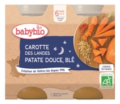 Babybio Carotte des Landes Patate Douce, Blé 6 Mois et + Bio 2 Pots de 200 g