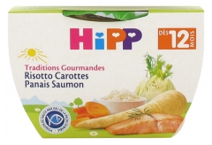 HiPP Traditions Gourmandes Risotto Carottes Panais Saumon dès 12 Mois 220 g