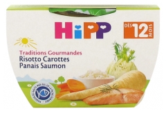 HiPP Traditions Gourmandes Risotto Carrots Parsnips Salmon From 12 Months 220g