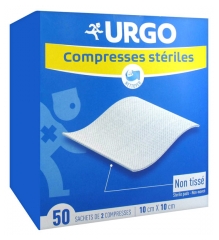 Urgo Sterile Compresses 10 x 10cm 50 Sachets of 2 Non Woven Compresses