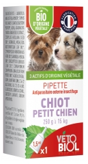 Vétobiol Pipette Puppy Small Dog 250g to 15kg Organic 1 Pipette
