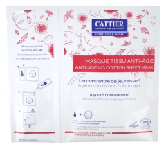 Cattier Anti-Ageing Cotton Sheet Mask + Concentrated Serum with Anti-Ageing Active Ingredients Organic 20ml