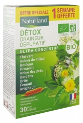 Naturland Détox Draineur Dépuratif Bio 30 Ampoules dont 7 Ampoules Offertes