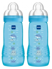 MAM Easy Active 2nd Age 2 Baby Bottles 330ml 6 Months and + X Flow