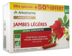 Arkopharma Arkofluides Jambes Légères Bio 20 Ampoules + 10 Ampoules Offertes