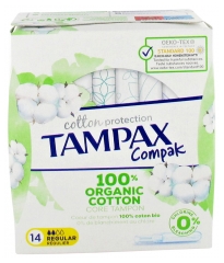 Tampax Compak Cotton Regular 100% Organic Cotton 14 Pads