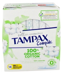 Compak Cotton Régulier 100% Coton Bio 14 Tampons