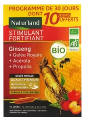Naturland Stimulant Fortifiant Bio 20 Ampoules de 10 ml + 10 Ampoules Offertes