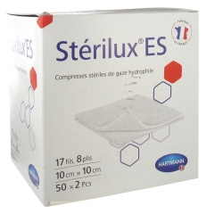 Stérilux ES Compresses de Gaze Stériles 10 x 10 cm 50 x 2 Pièces