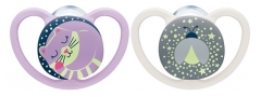 NUK Space Night 2 Sucettes Silicone 18-36 Mois