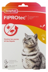 Beaphar Fiprotec 50mg Spot-on Solution Cats 6 Pipettes