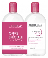 Bioderma Créaline H2O TS Mizellenwasser zum Abschminken Pack von 2 x 500 ml