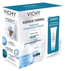 Vichy Aqualia Thermal Light Rehydrating Cream 50ml + Pureté Thermale 3-in-1 Make-up Remover for Sensitive Skin 100ml Free