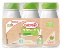Babybio Latte Vaccino Francese Crescita 3 da 10 Mesi a 3 Anni Biologico 6 Bottiglie da 25 cl