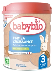 Babybio Primea Croissance 3 z Francuskim Mlekiem Krowim od 10 Miesięcy do 3 lat Organic 800 g