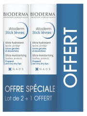Bioderma Atoderm Stick Lèvres Ultra-Hydratant Lot de 2 x 4 g + 1 Stick Offert
