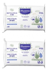 Mustela Organic Cotton Water Wipes 2 x 60 Wipes