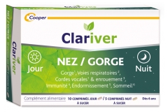 Clariver Nariz/Garganta Día & Noche 15 Comprimidos para Chupar