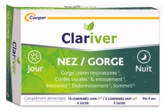 Clariver Nez/Gorge Jour & Nuit 15 Comprimés à Sucer