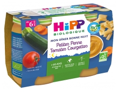 HiPP Mon Dîner Bonne Nuit Petites Penne Tomates Courgettes dès 6 Mois Bio 2 Pots