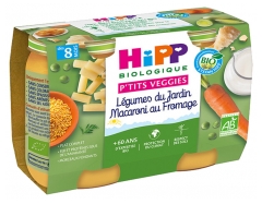 HiPP P'tits Veggies Légumes du Jardin Macaroni au Fromage dès 8 Mois Bio 2 Pots