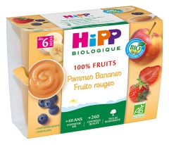 HiPP 100% Owoce Jabłko Banan Czerwony Owoc od 6 Miesiąca Organic 4 Słoiki