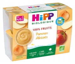 HiPP 100% Frutta Mela Albicocca da 4/6 Mesi Biologica 4 Vasetti