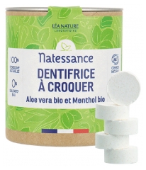 Natessance Dentifrice à Croquer Aloe Vera Bio et Menthol Bio 80 Comprimés