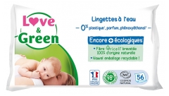 Love & Green Lingettes à l'Eau 56 Lingettes