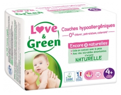 Love &amp; Green Couches Hypoallergéniques 42 Couches Taille 4+ (9-20 kg)