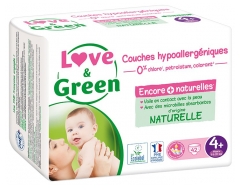 Scutece hipoalergenice Love &amp; Green 42 Scutece Mărimea 4+ (9-20 kg)