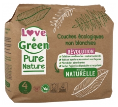 Love &amp; Green Couche Écologiques Pure nature 38 Couches Taille 4 Maxi (7 à 14 kg)
