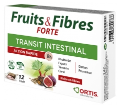 Ortis Fruits &amp; Fibres Forte Transit Intestinal 12 Cubes à Mâcher