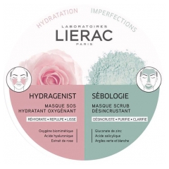 Lierac Duo Hydragenist SOS Oxygenierende Feuchtigkeitsmaske 6 ml + Sebologie-Schrubbmaske 6 ml