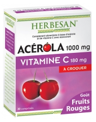 Herbesan Acerola 1000mg Vitamin C 180mg to Crunch 30 Tablets