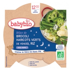 Babybio Bonne Nuit Délice de Brocoli Haricots Verts Riz 12 Mois et + Bio 230 g
