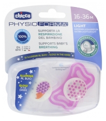 Chicco Physio Forma Light 2 Sucettes Silicone Phosphorescentes 16-36 Mois