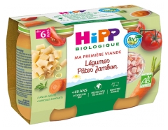 HiPP Ma Première Viande Légumes Pâtes Jambon dès 6 Mois Bio 2 Pots