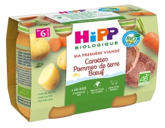 HiPP Ma Première Viande Carottes Pommes de Terre Boeuf dès 6 Mois Bio 2 Pots