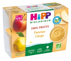 HiPP 100% Owoce Jabłko Pigwa od 4/6 Miesiąca Ekologiczne 4 Słoiki