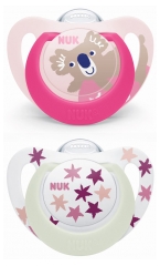 NUK Starlight Day &amp; Night 2 Sucettes Silicone 18-36 Mois