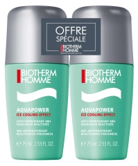 Biotherm Homme Aquapower Eiskühlungseffekt Anti-Transpirant 48H Set mit 2 x 75 ml