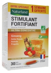 Naturland Stimulant Fortifiant Bio 30 Ampoules de 10 ml dont 7 Ampoules Offertes