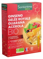 Santarome Bio Ginseng Gelée Royale Guarana Acérola Bio 20 Ampoules