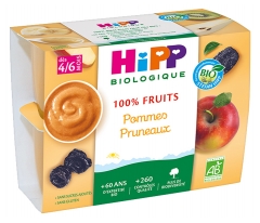100% Fruits Pommes Pruneaux dès 4/6 Mois Bio 4 Pots