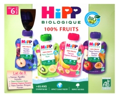 HiPP 100% Fruits dès 6 Mois Bio 8 Gourdes