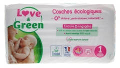 Love &amp; Green Couches Hypoallergéniques 44 Couches Taille 1 (2-5 kg)